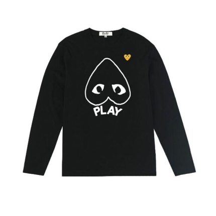 CDG Men Yellow Heart Logo Sweatshirt Black
