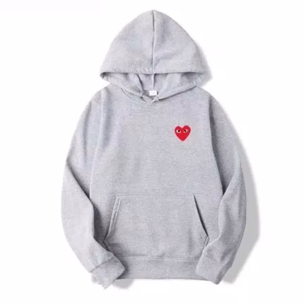 Comme Des Garcons Small Red Heart Gray Hoodie